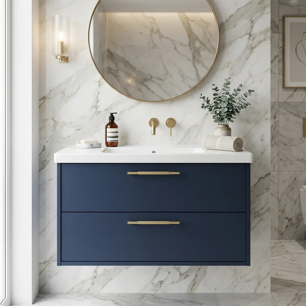 Navy Vanity Cabinet Set